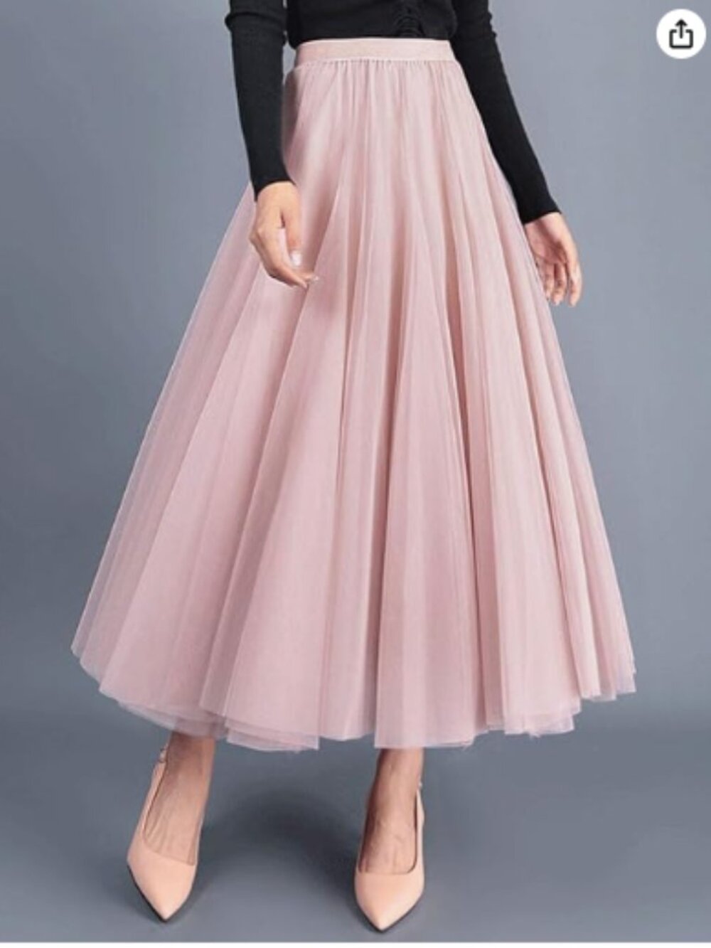 NWT Tulle Pleated Lined Midi A-Line Skirt, Pink - Size Small/26 Waist